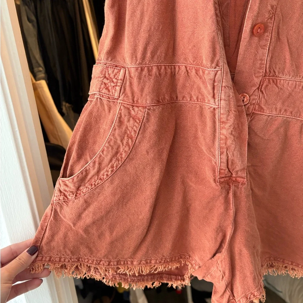 Rust Orange Button-Up Romper - Picture 3 of 9